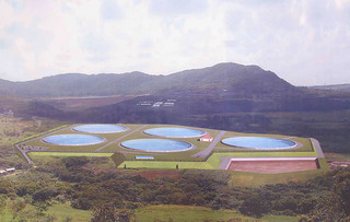 ５基計画されている白水の原水調整池の完成イメージ