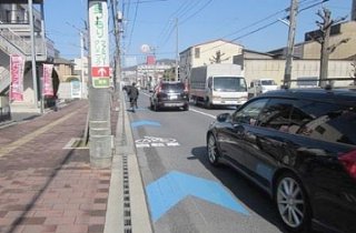 竹富町が構想する車道の両側に自伝車道を設ける「車道混在」の道路（国土交通省ホームページより）