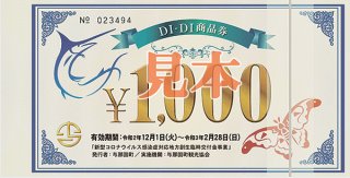 「DI-DI商品券」の1000円商品券（与那国町観光協会提供）