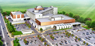 旧石垣空港跡地に建設される新八重山病院の完成予想図