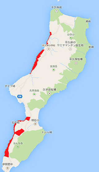 地図上の赤い部分が保護区の予定地