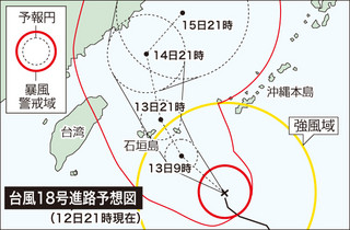 台風18号進路図