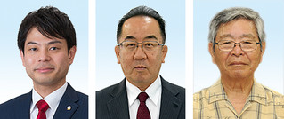沖縄４区に立候補する（右から）仲里利信氏、西銘恒三郎氏、富川泰全氏